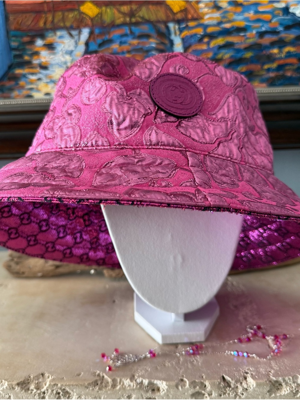 Gucci Reversible Hot Pink Jacquard Bucket Hat - Picture 2 of 8
